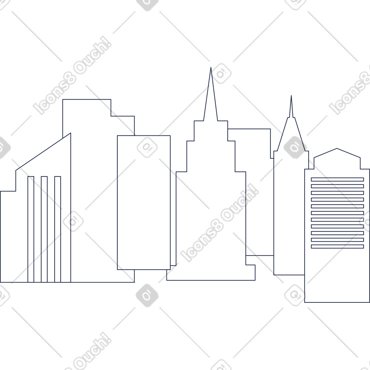 Иллюстрация Линия фона здания в стиле Urban Line — скачать в форматах PNG, SVG