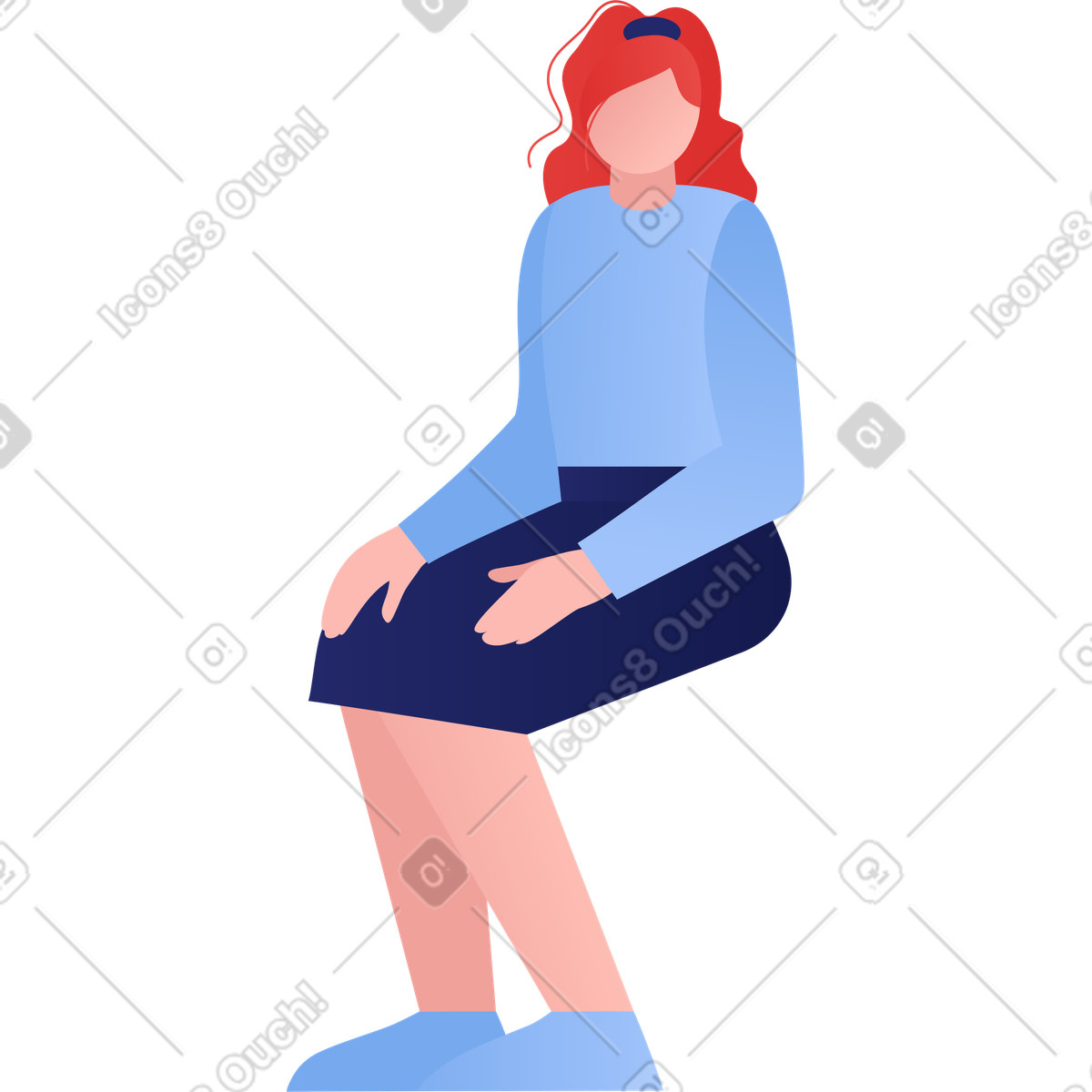 Illustration Fille assise dans le style Clip à télécharger aux formats PNG, SVG
