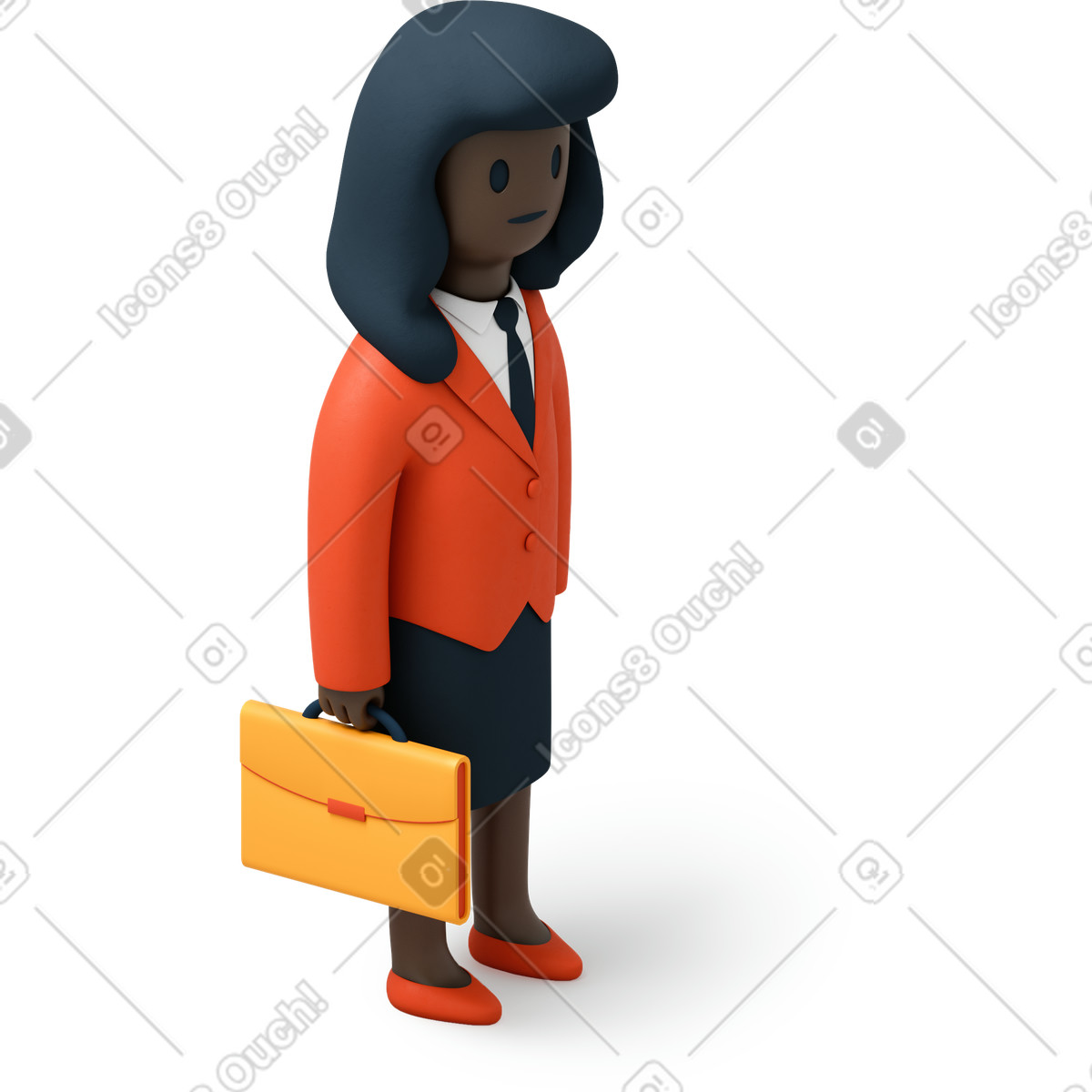 Ilustração de Close-up mulher negócios negra com maleta em no estilo 3D Flame para baixar em PNG, SVG