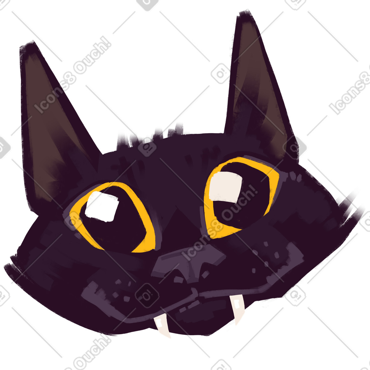 Ilustración animada Gato vampiro negro con colmillos en estilo Goofy a descargar en GIF, Lottie (JSON), AE