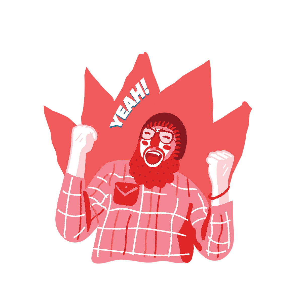 Иллюстрация Excited bearded man saying yeah в стиле Cherry — скачать в форматах PNG, SVG
