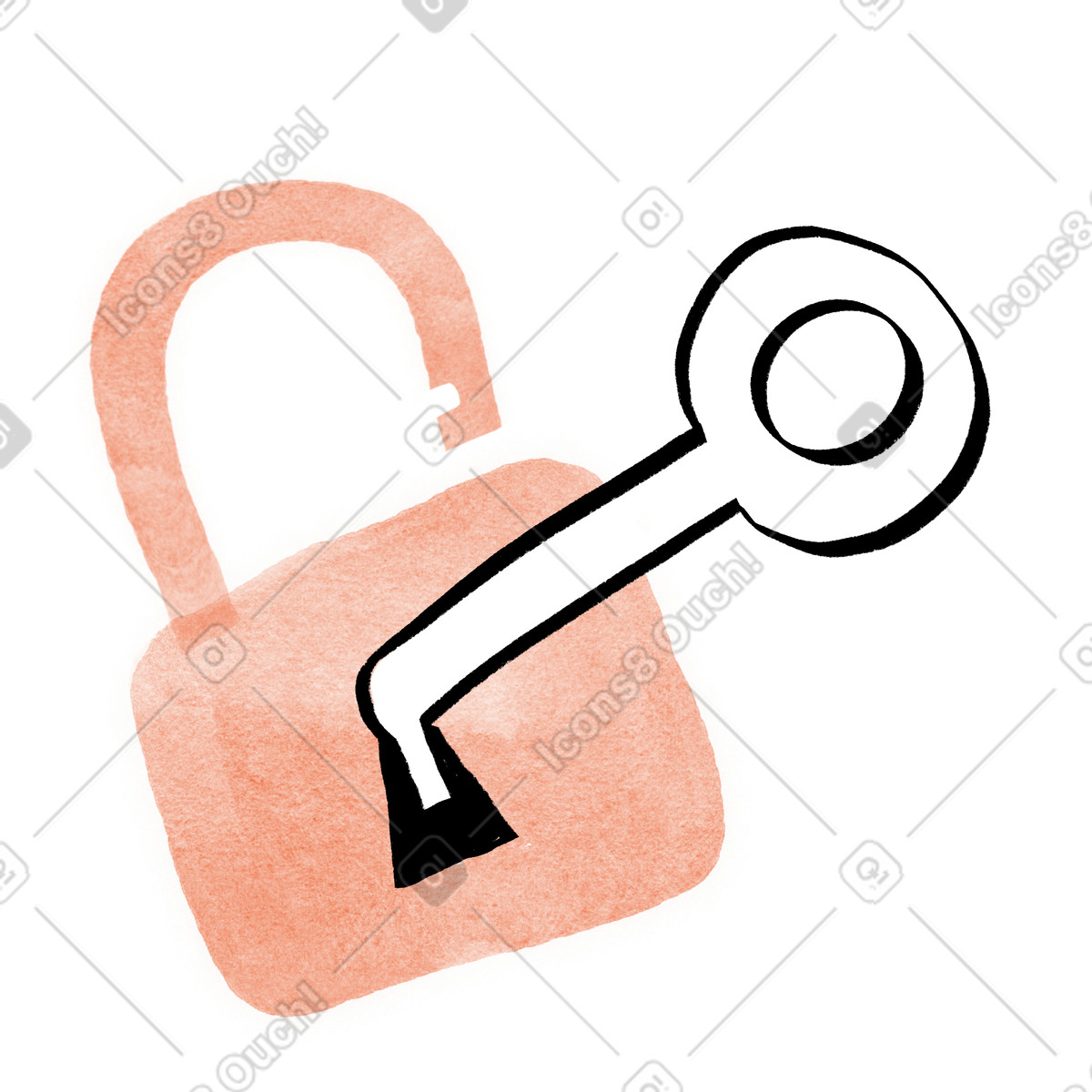 Opening lock with a key, Protection and security or unlocking something animated illustration in Hand-drawn animation style download in GIF, Lottie (JSON), AE