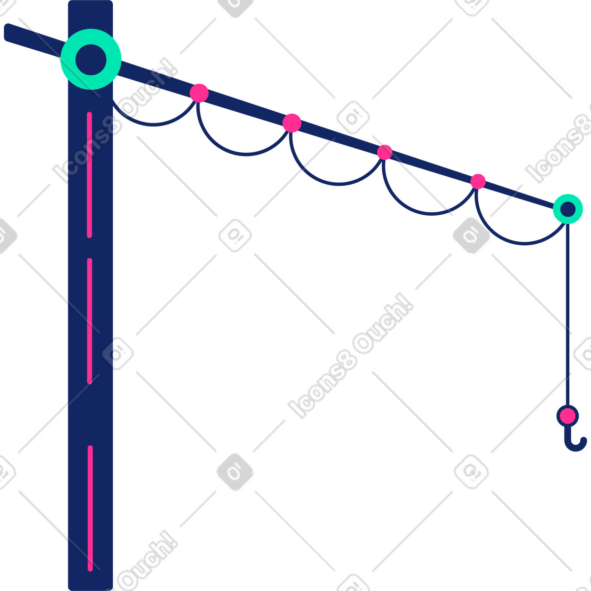 Fishing rod crane-Illustration im Cyborg-Stil als Download in PNG, SVG