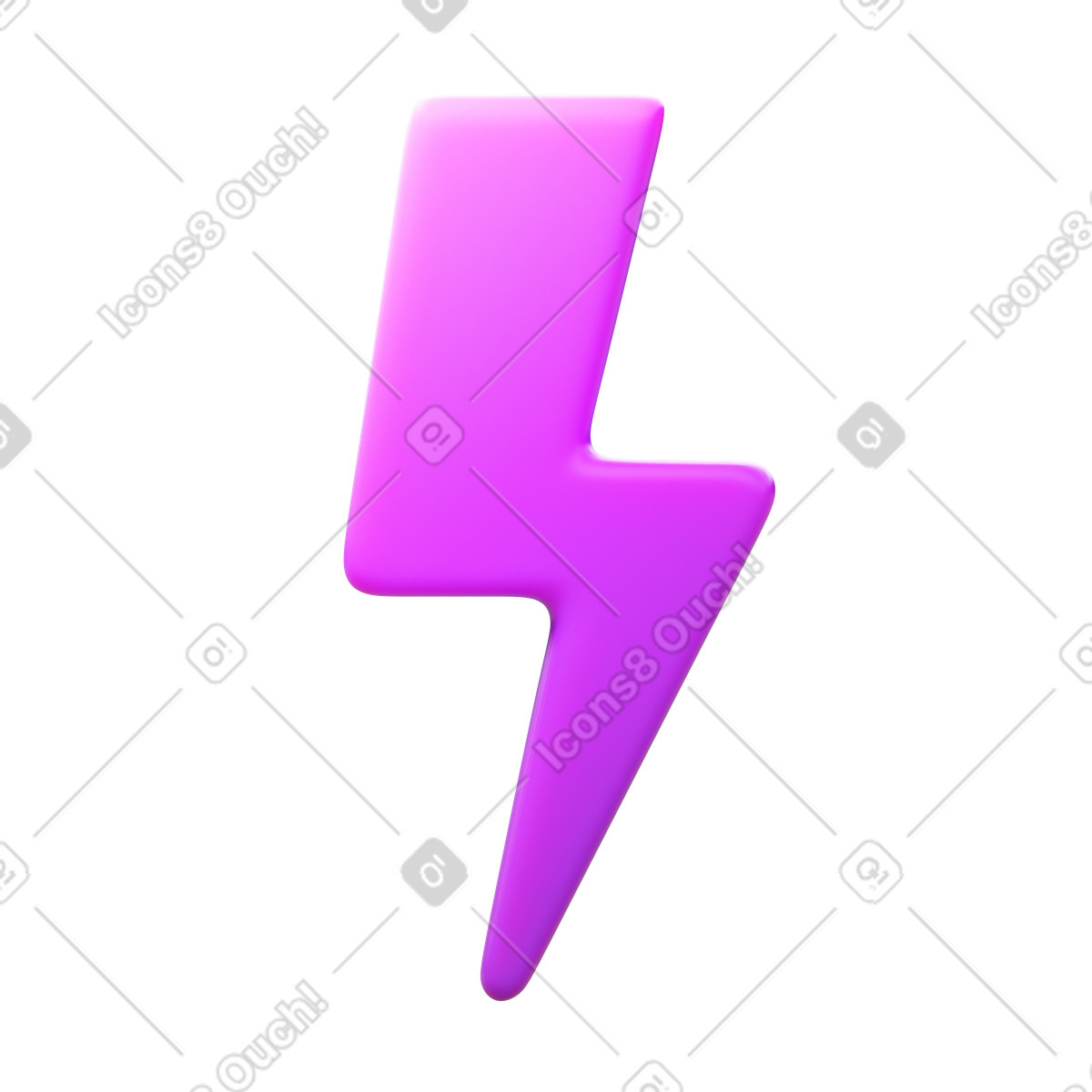 Lightning bolt illustration in 3D Fluency style download in PNG, SVG