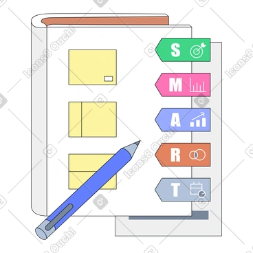 Quadro degli obiettivi smart, pianificazione delle attività con criteri smart, metodologia di definizione degli obiettivi PNG, SVG