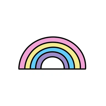 A vibrant rainbow arc with seven distinct colors, starting with red at the top and ending with purple at the bottom, is curving over a half illustration board. The board is displayed horizontally, with a clean white surface that contrasts against the vivid colors of the rainbow. The rainbow is positioned in a way that showcases its full gradient, creating a striking visual impact.