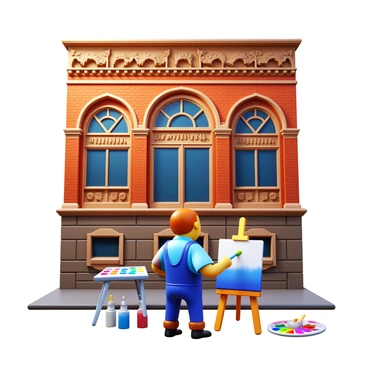 An artist capturing the intricate details of a historical building facade