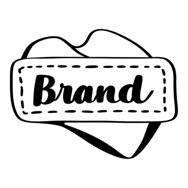 A clothing label stitched inside a garment, prominently displaying the brand name in an italic font. The label has a textured surface with detailed stitching around the edges. The garment fabric is draped around it, creating folds and shadows.