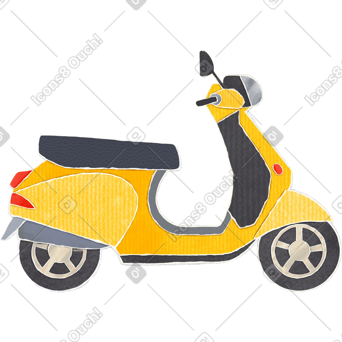 Illustration Yellow scooter dans le style Crafty à télécharger aux formats PNG, SVG