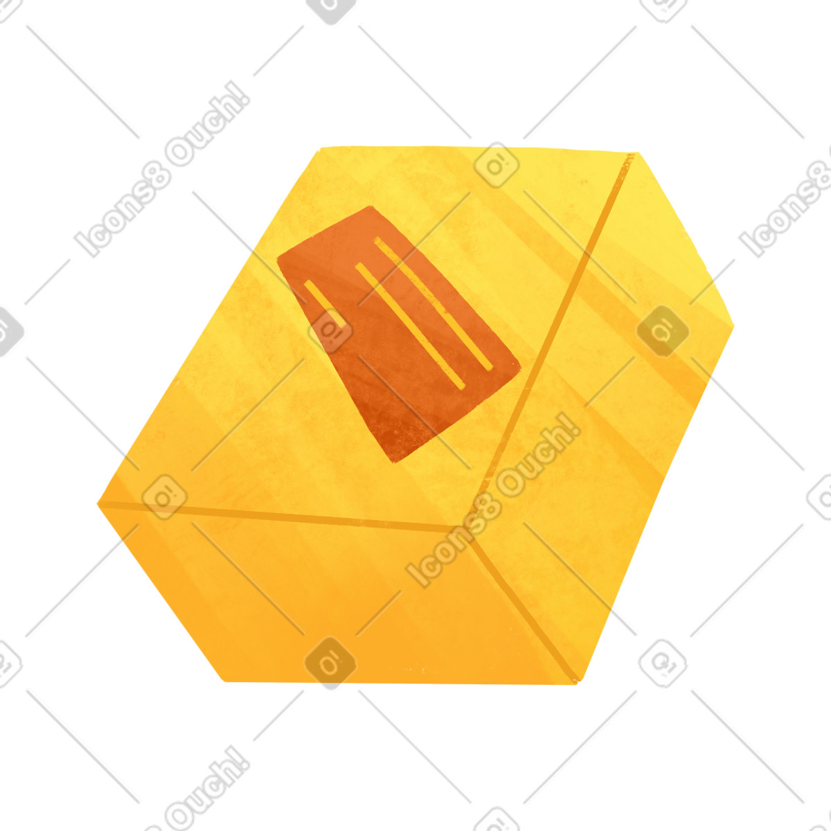 Yellow box with sticker illustrazione in stile Bonbon scarica in PNG, SVG