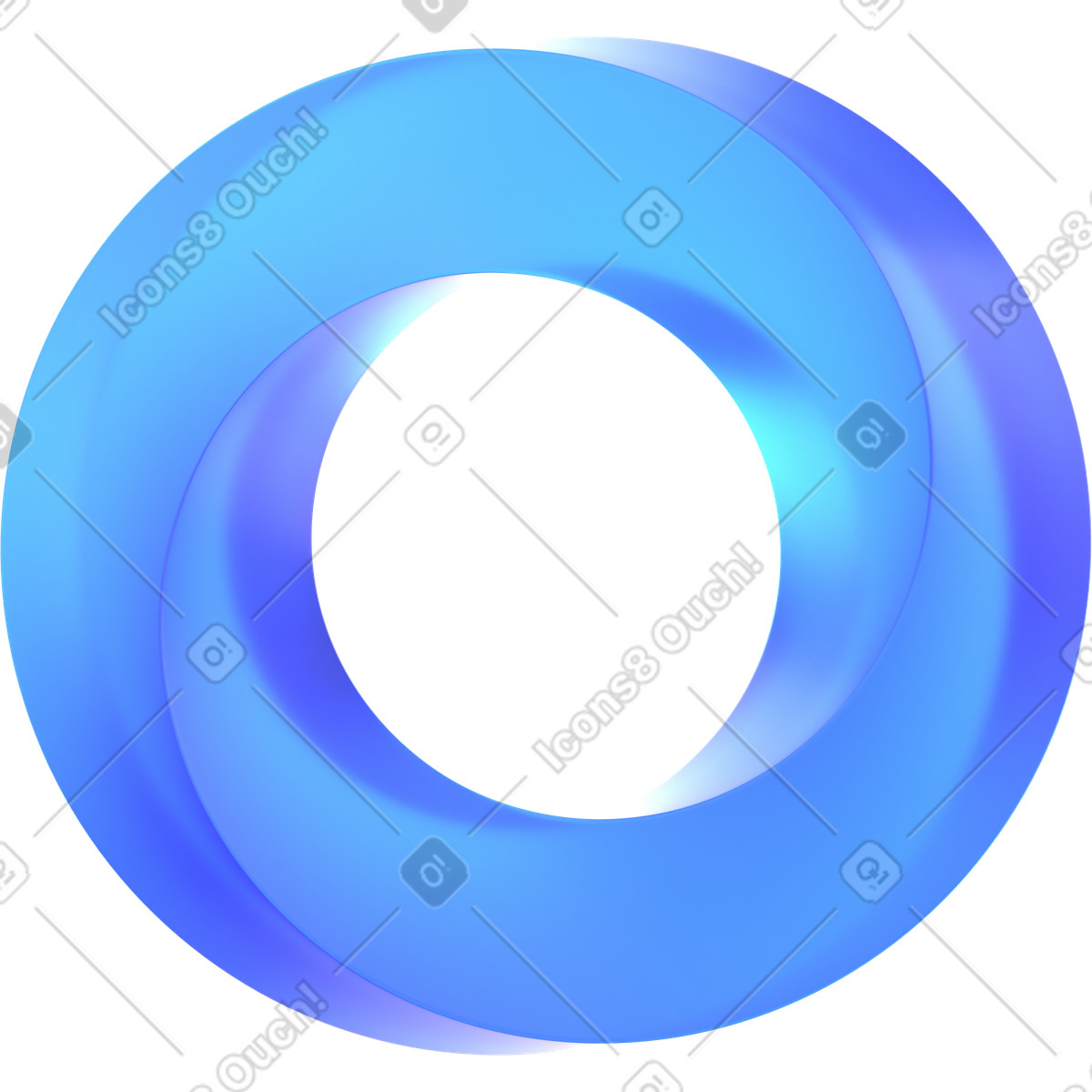 Abstract glassy blue torus animated illustration in 3D style download in GIF, Lottie (JSON), AE
