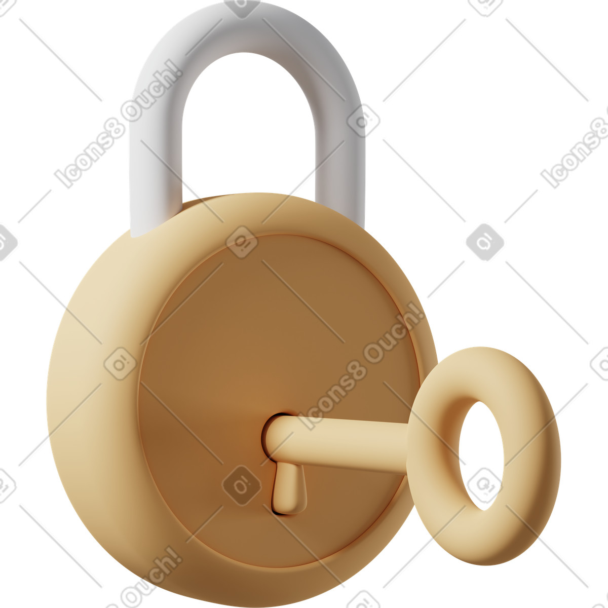 Yellow padlock with key illustration in PNG, SVG