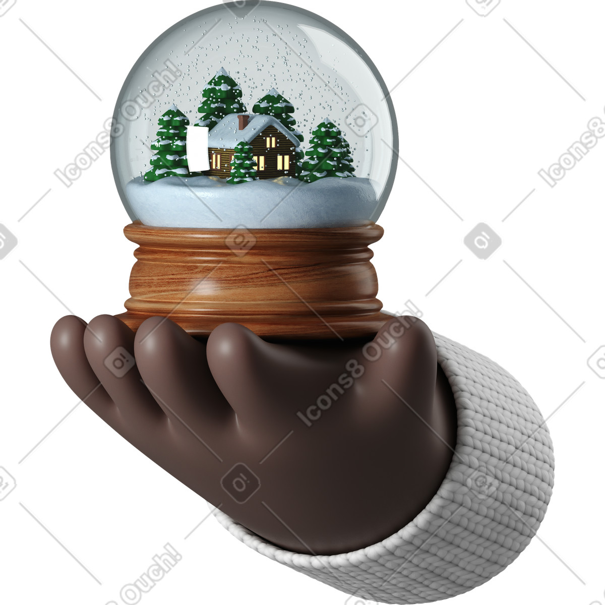 下载 3D Hands Fun&Wild 风格的 拿着雪球的黑皮肤手 插画，支持 PNG、SVG 格式