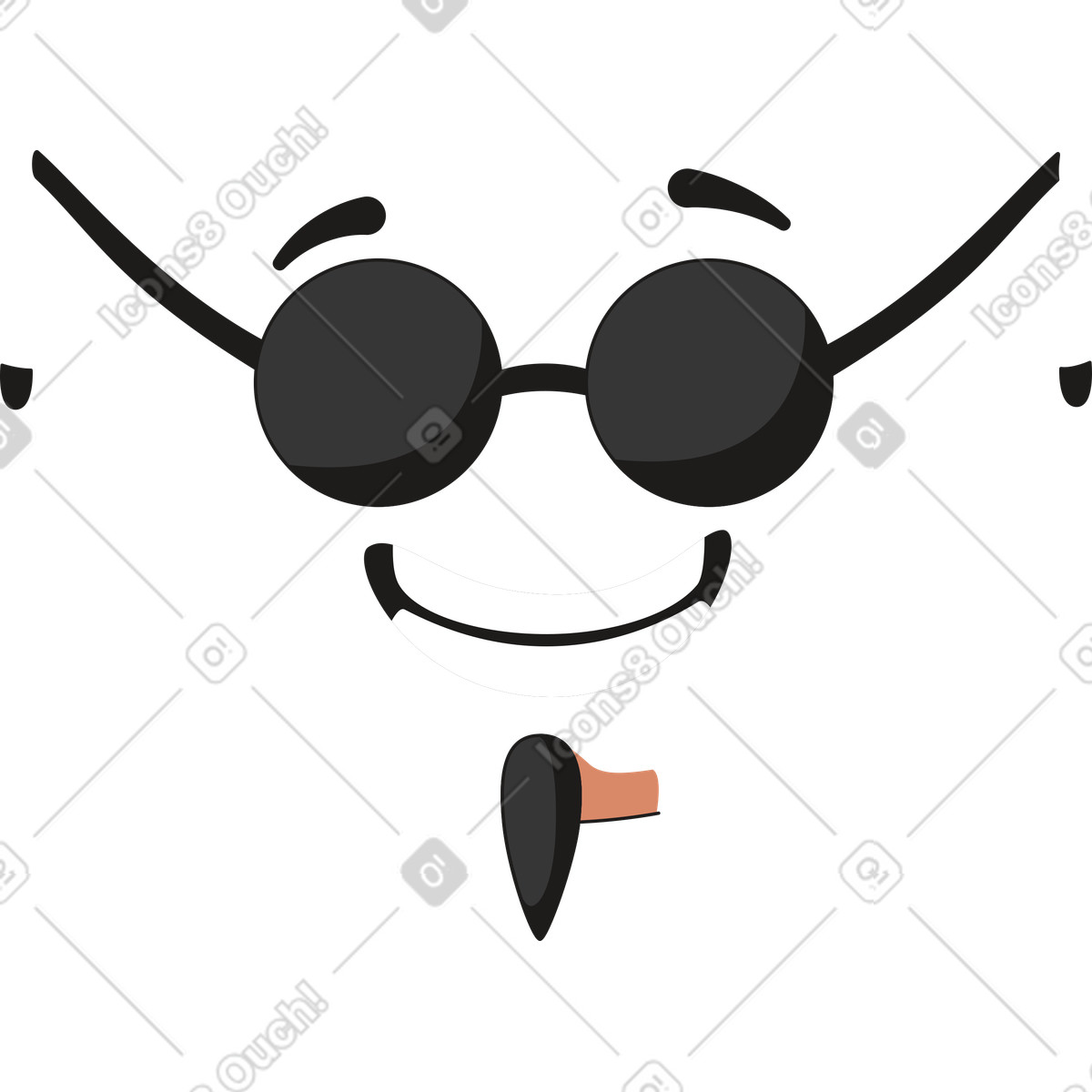 Smiling illustration with sunglasses clipart showcasing joyful feelings in vector