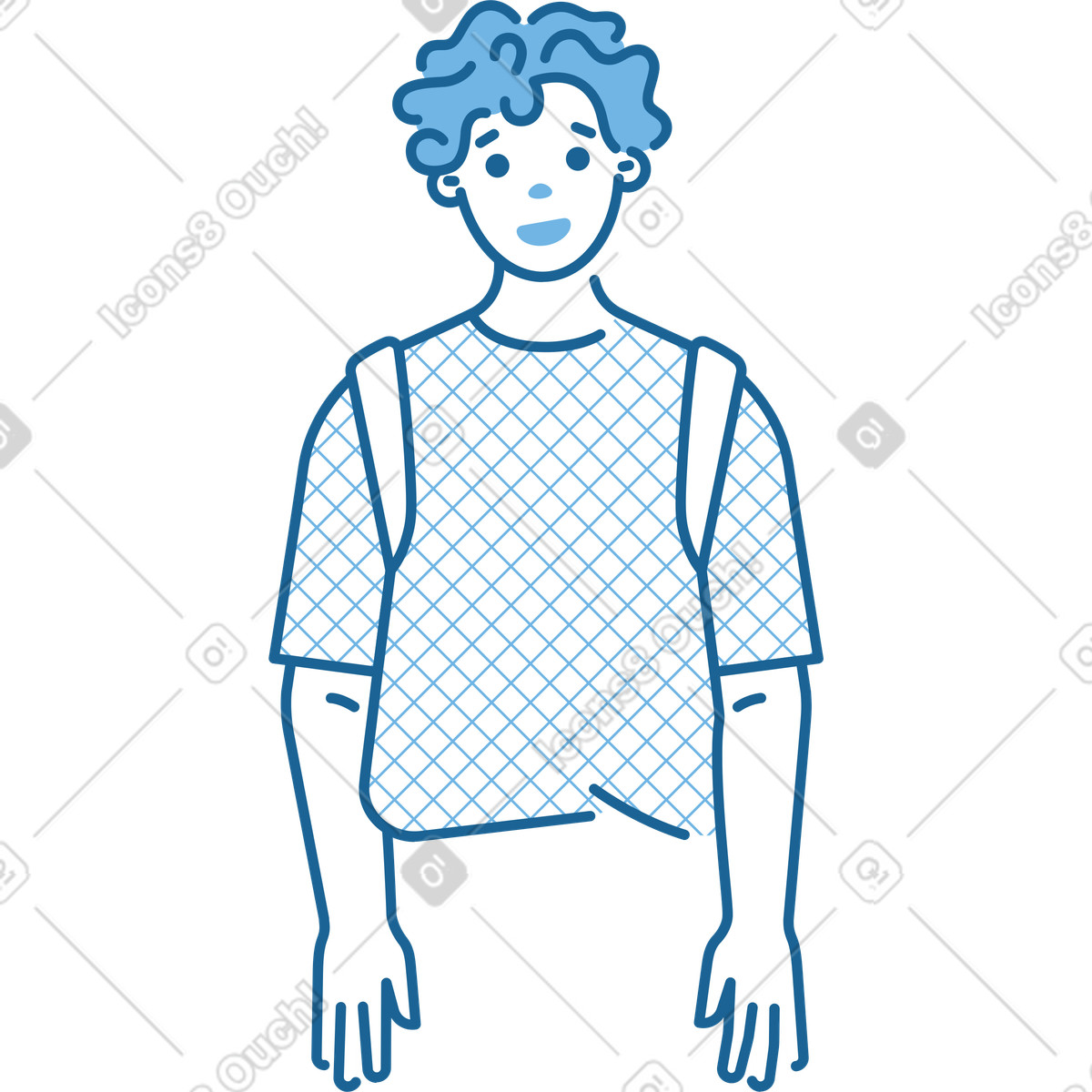 Mann mit rucksack oberkörper-Illustration im Natty-Stil als Download in PNG, SVG