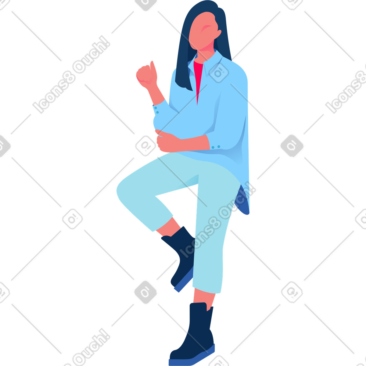 下载 Daily 风格的 坐着举手的女人 插画，支持 PNG、SVG 格式