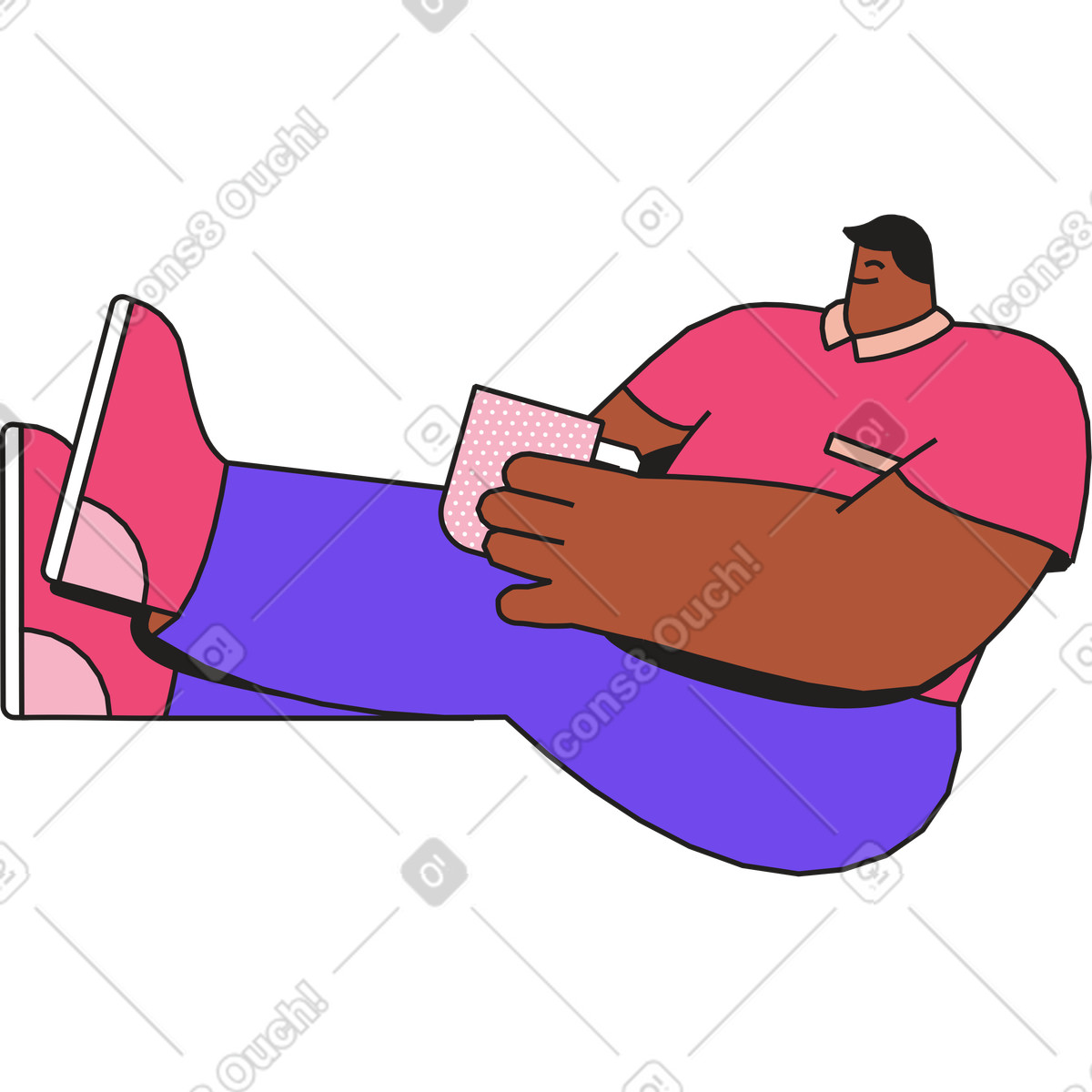 Mann mit tasse-Illustration im Dazzle-Stil als Download in PNG, SVG
