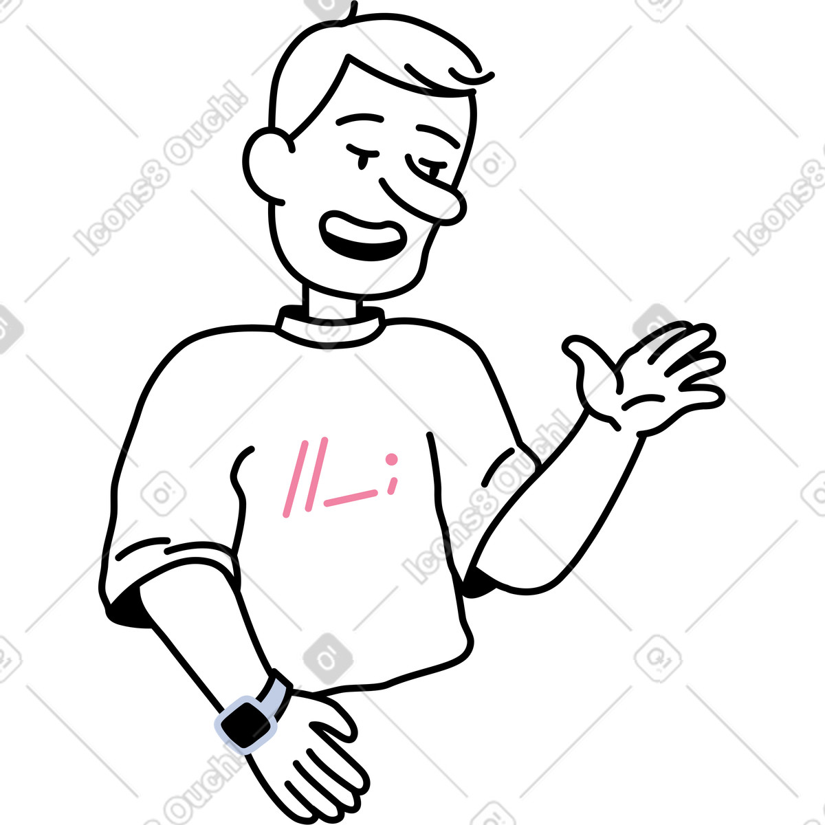 Mann sagt etwas-Illustration im Notes-Stil als Download in PNG, SVG