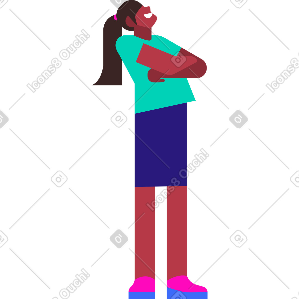 Young woman looking up illustration in Basic style download in PNG, SVG