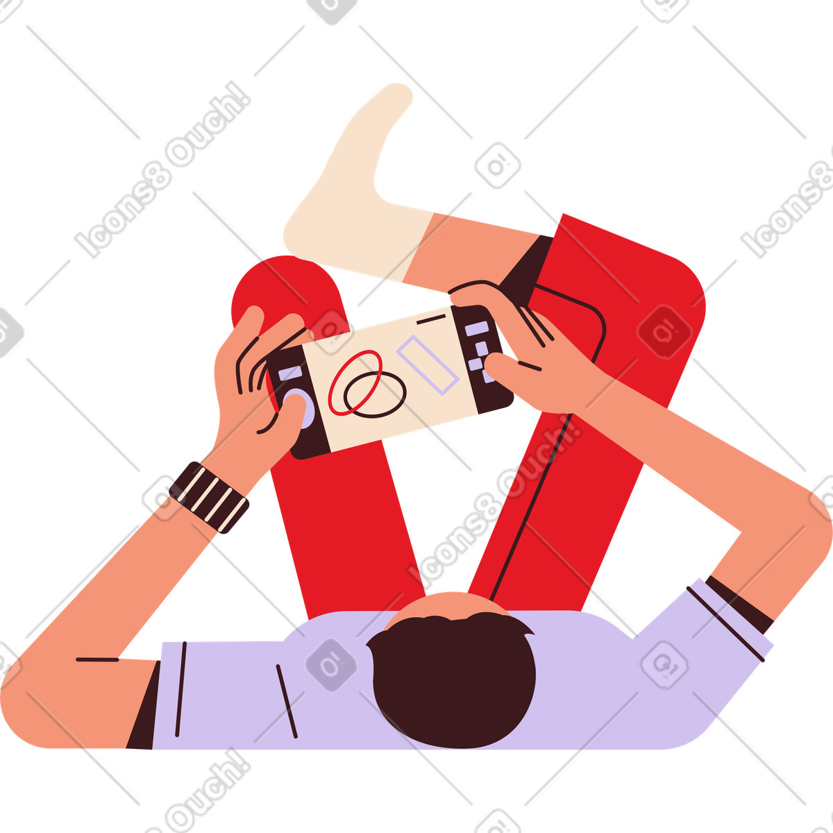 Illustration Homme allongé jouant sur une console de jeu dans le style Folks à télécharger aux formats PNG, SVG