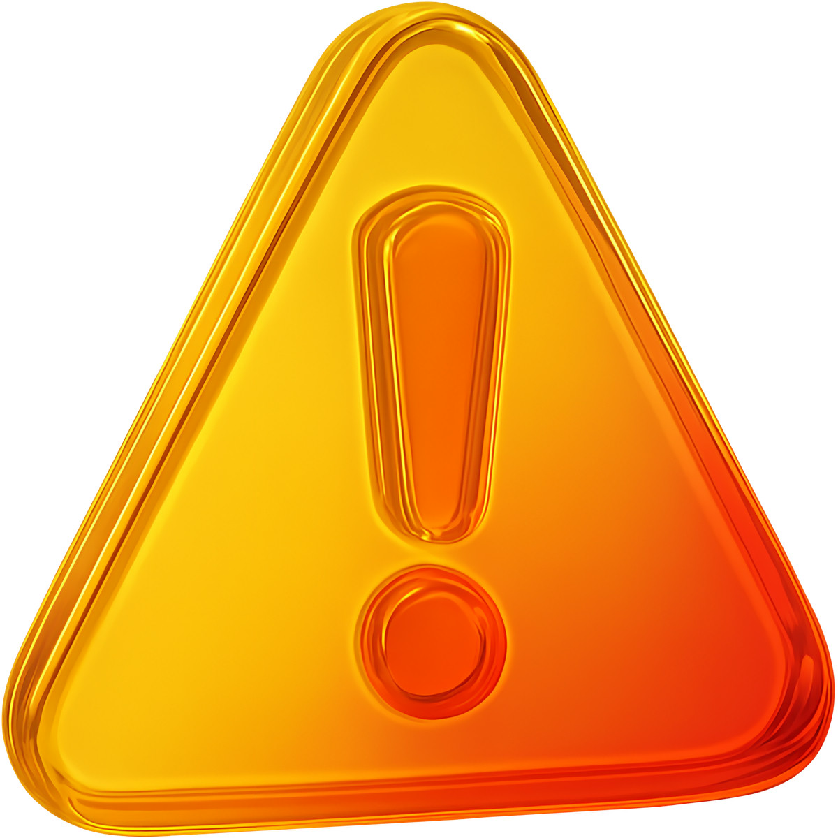 Ilustración Icono de señal advertencia, estilo vidrio, degradado amarillo-naranja en Vitrum a descargar en PNG y SVG