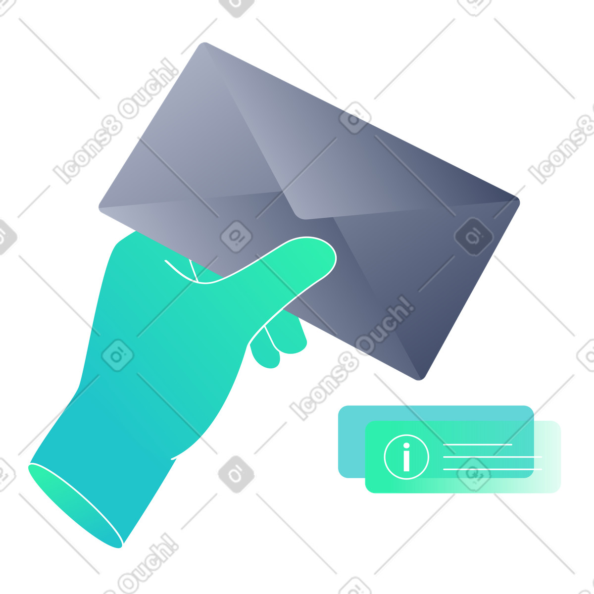 Ilustração de Carta recebida, segurando um envelope em no estilo Lucent para baixar em PNG, SVG