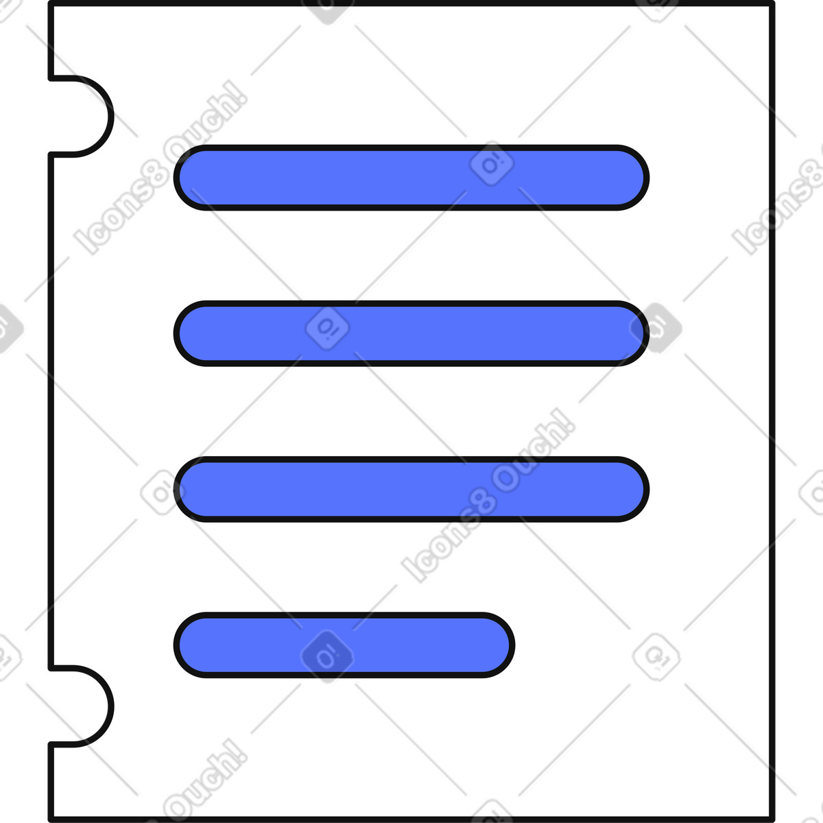 Ilustração de Document page showing highlighted text lines for reading or editing em no estilo Main para baixar em PNG, SVG