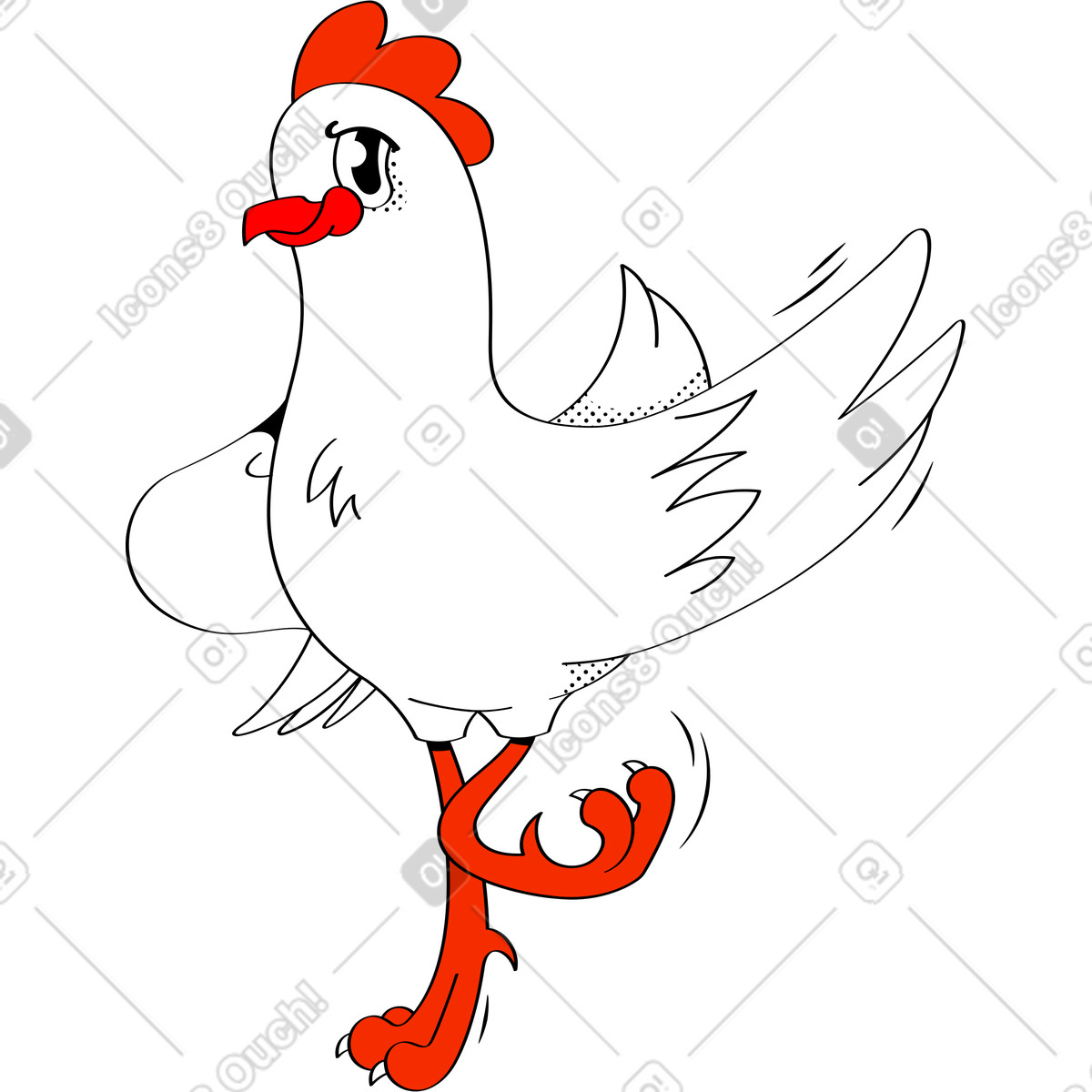 Chicken illustration in Looney style download in PNG, SVG