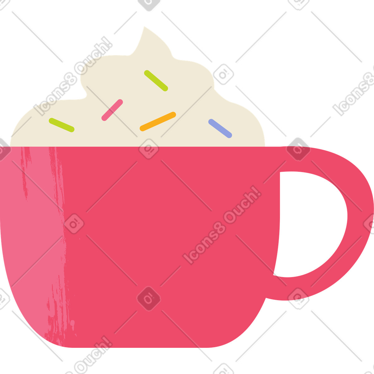 Tazza con una lussureggiante bevanda al caffè illustrazione in stile Juicy scarica in PNG, SVG