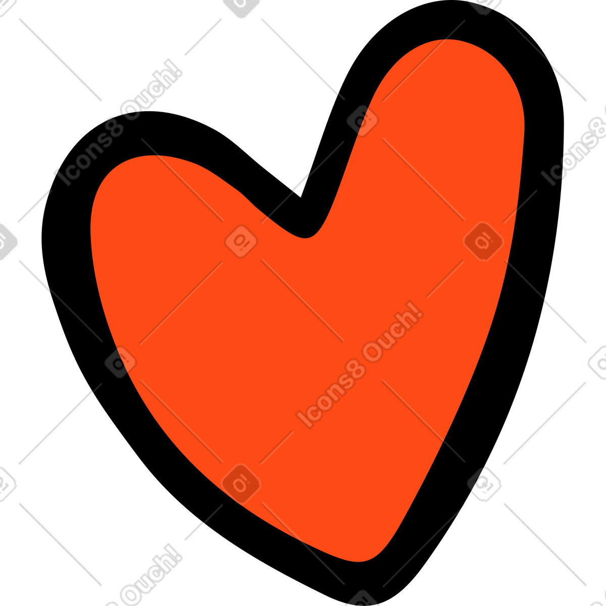 Red heart illustration in Comic style download in PNG, SVG