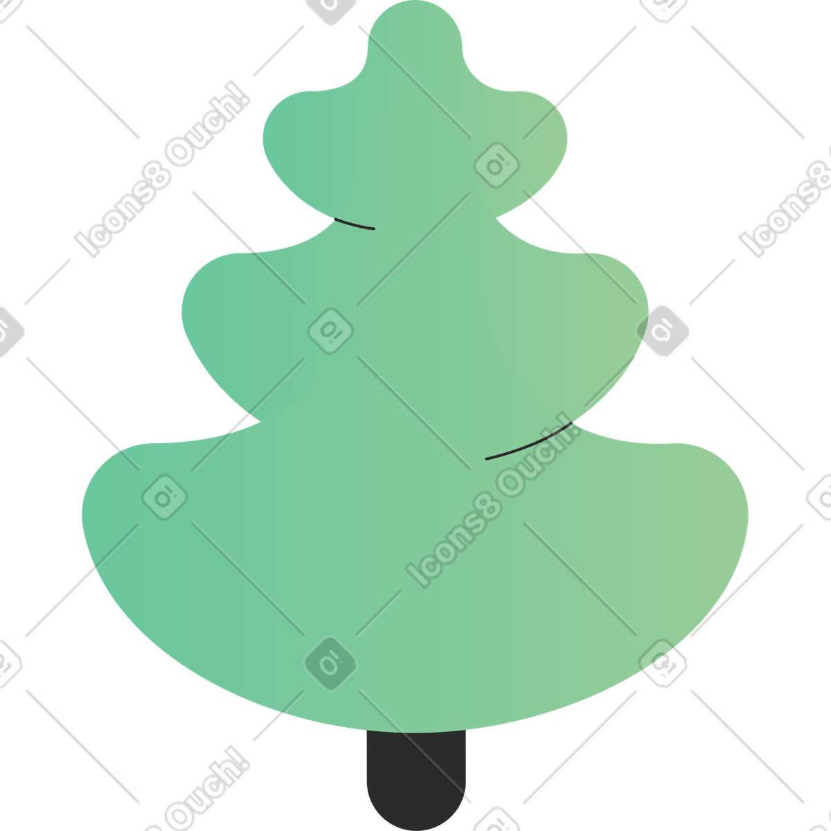 Christmas tree bold illustration in Marginalia style download in PNG, SVG