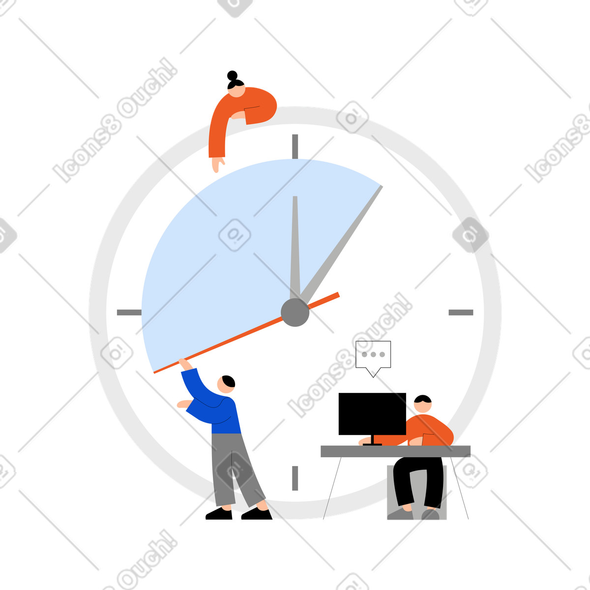 Tiny スタイルの 時間管理に取り組むオフィスの人々 のイラストをPNG、SVG形式でダウンロード