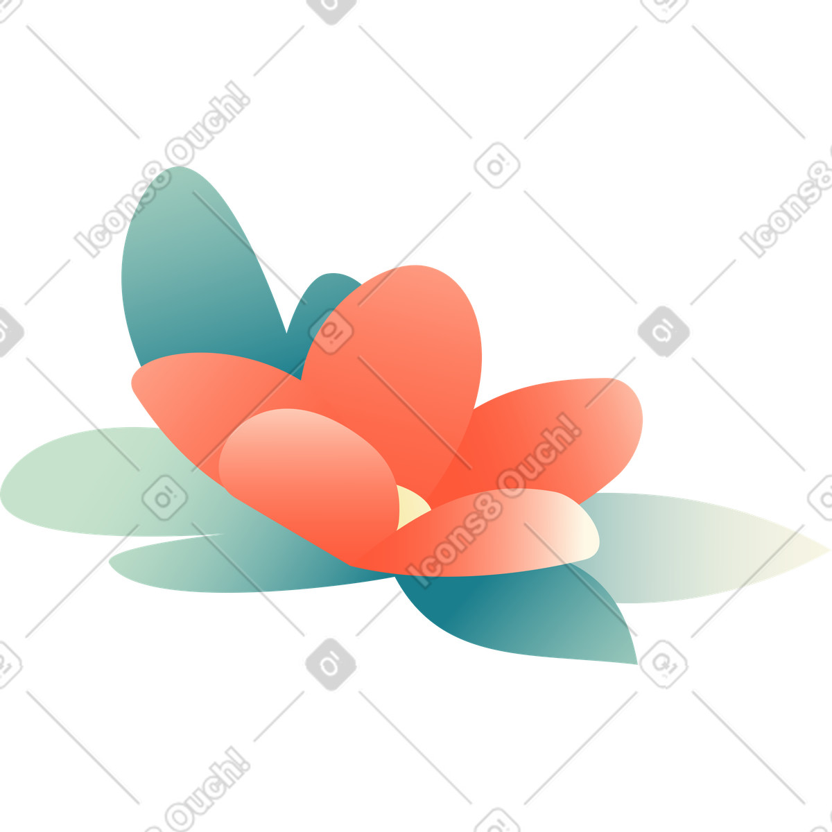 Red flower illustration in Beam style download in PNG, SVG
