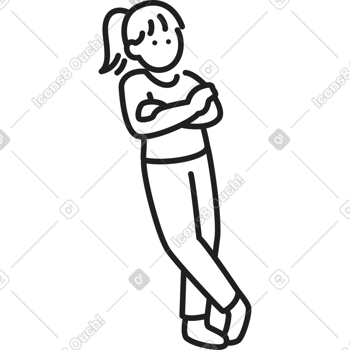 Woman leaning on something illustration in Little style download in PNG, SVG