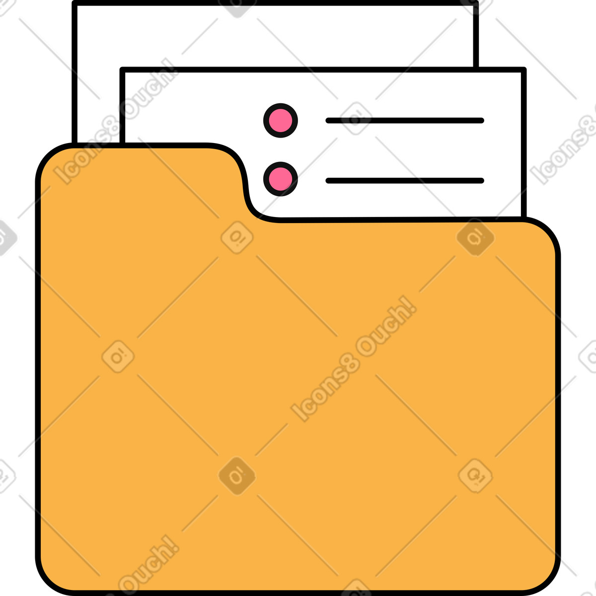 Ilustración Carpeta de documentos en estilo Bloom a descargar en PNG y SVG