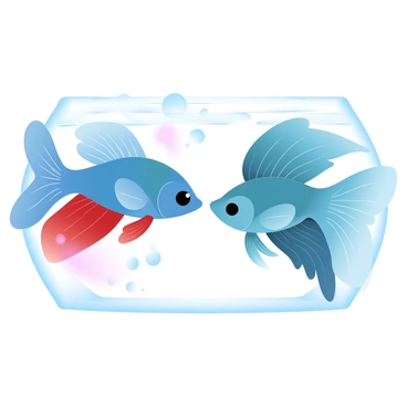 Two flamboyant betta fish are positioned in water, each displaying their vibrant, flowing fins. The fish are facing each other with their bodies arched, showcasing a wide array of colors, including bright blues, deep reds, and shimmering greens. The fins of each fish appear expansive and ornate, creating an impressive contrast against the clear water. Bubbles rise near the fish, and subtle ripples suggest movement, emphasizing the intensity of their territorial face-off.