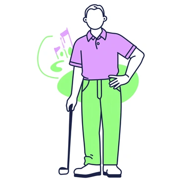 A portrait of "Ben Hogan" standing confidently while holding a golf club with his signature grip. He is wearing a classic golf outfit consisting of a collared shirt and golf trousers. His posture reflects focus and determination, with a slight bend in his knees. The golf club is raised slightly in front of him, showcasing the unique grip he is known for. In the background, a subtle outline of a golf course can be seen, emphasizing the sport he is associated with. The overall composition highlights his presence in the world of golf.