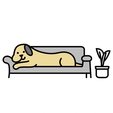 A simple scene of a dog lounging on a modern couch