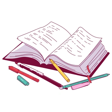 An open white Bible is positioned in the center of a study desk. Surrounding the Bible are several colorful pens in shades of red, yellow, teal, and pink, along with a variety of highlighters in vibrant colors. The desk has a smooth surface with a neat arrangement of writing tools, showcasing a bright and organized study space. The pages of the Bible are slightly turned, revealing highlighted verses. The overall scene conveys an atmosphere of diligent study and preparation.