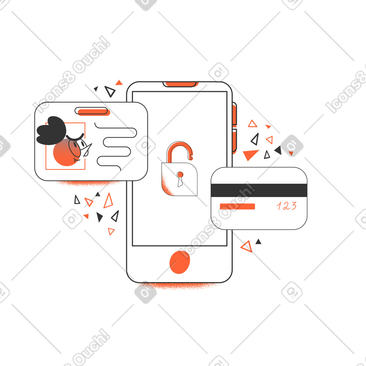 Illustration Paiement en ligne sécurisé dans le style Crayon à télécharger aux formats PNG, SVG