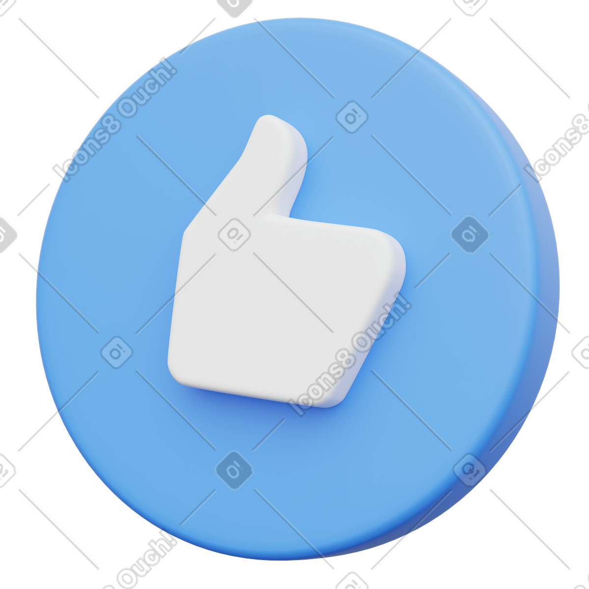 Ilustração de Blue positive rating thumbs up badge for feedback em no estilo 3D Playful para baixar em PNG, SVG