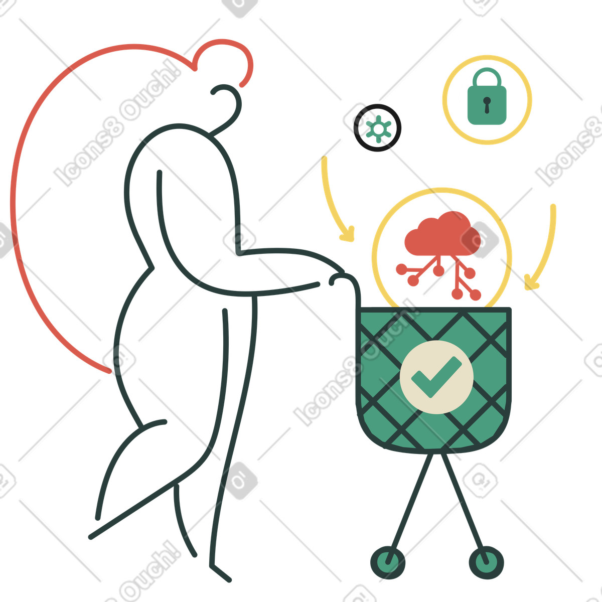Buying a SaaS products illustrazione in stile Macaroni scarica in PNG, SVG