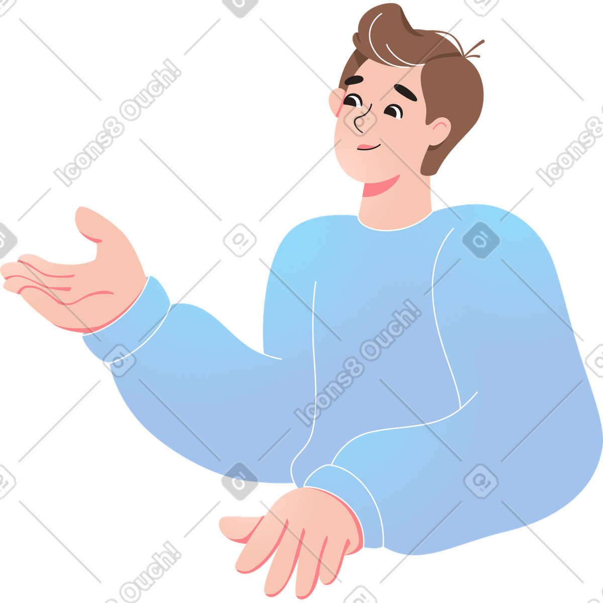 Mann spricht-Illustration im Like-Stil als Download in PNG, SVG