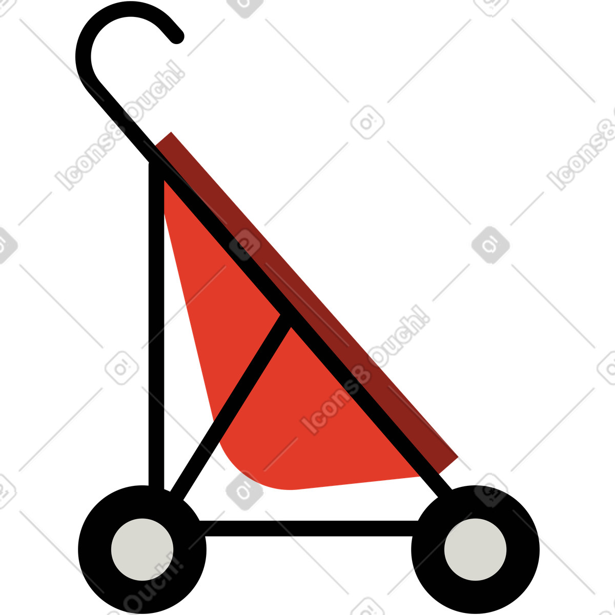 Kinderwagen-Illustration im Burgundy-Stil als Download in PNG, SVG