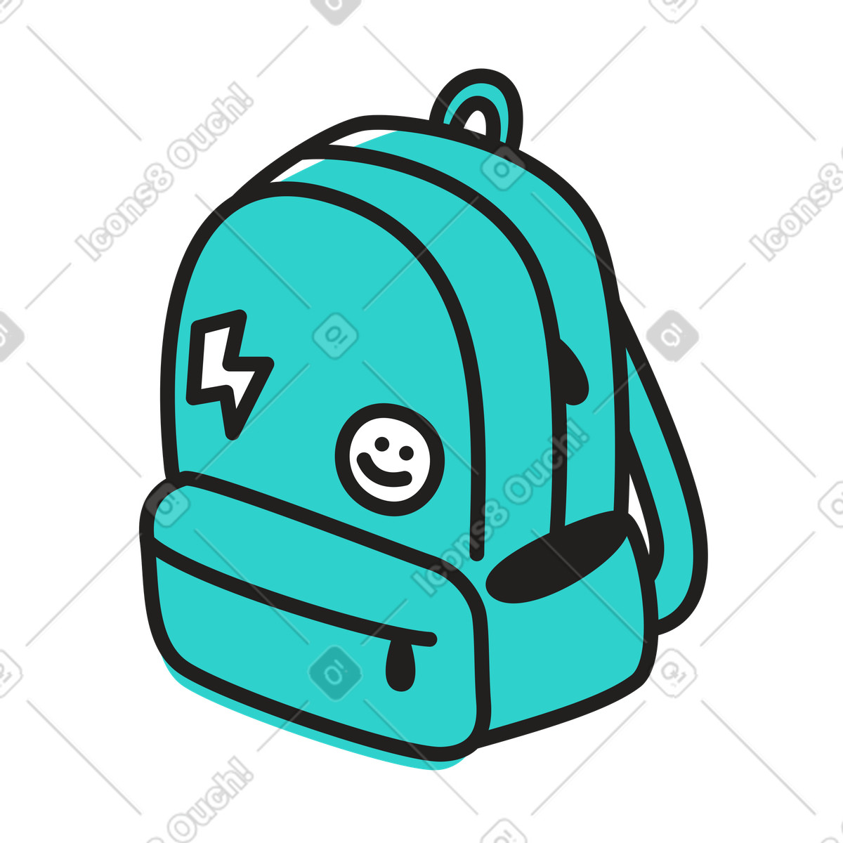 Schulrucksack mit pins-Illustration im Little-Stil als Download in PNG, SVG