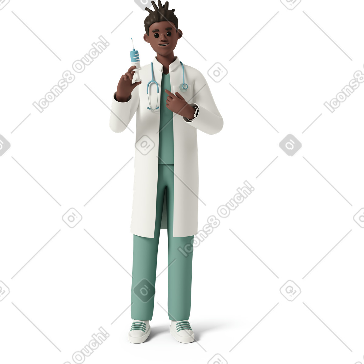 3D Casual life 스타일의 Doctor with syringe 일러스트레이션 PNG, SVG 다운로드