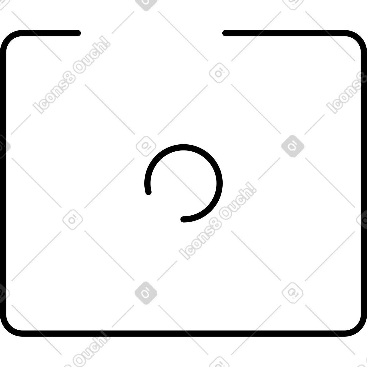 Progress spinner icon centered within digital screen frame border illustrazione in stile Notion Line Art scarica in PNG, SVG