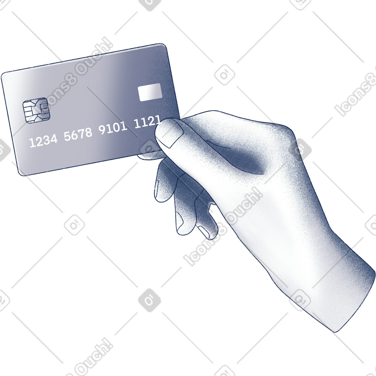 Hand holding a bank card illustration in Haze style download in PNG, SVG