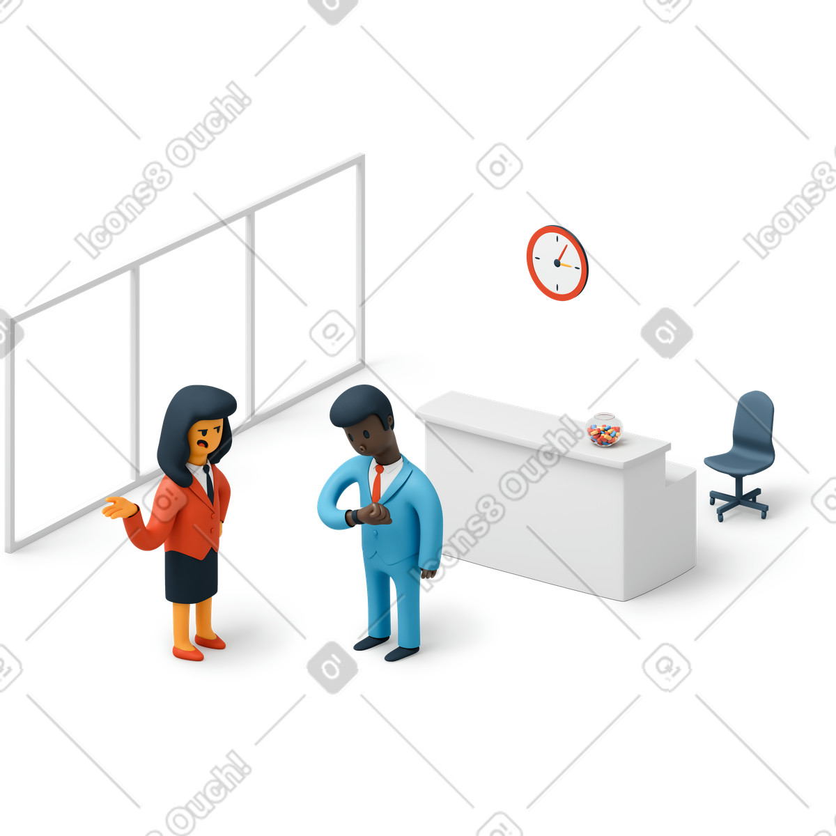 Office workers waiting for a business meeting illustration in PNG, SVG