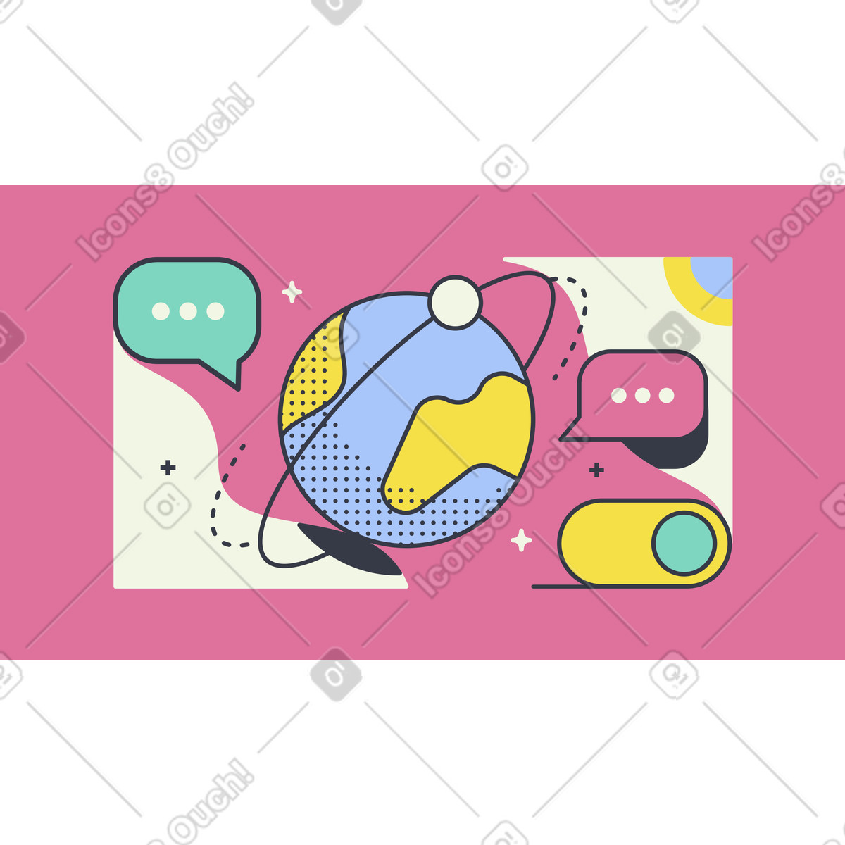 Networking animated illustration in Abstract style download in GIF, Lottie (JSON), AE